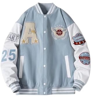Oanviso Veste De Baseball Unisexe Vintage Manteau Homme Femmes Y2K 90S College Jacket Veste Casual Blouson Oversized Bomber Veste De Survêtement Streetwear Pour Automne