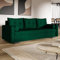 MOTIVENA Viena Sofagarnituren, 3 Sitzer Sofa mit Bettfunktion, Schlafsofa 215 cm Breit, Klappsofa mit Schlaffunktion, Bettsofa mit Schlaffunktion, Taschenfederkern (H3), Samt Sofa Grün (Dunkelgrün)