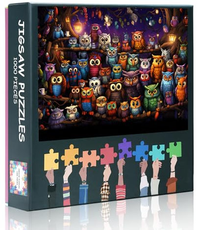Jigsaw Puzzles 1000 Pieces for Adults - Owls in Moonlit Forest, Nocturnal Woodland Art, Animal Coolest Adult Puzzles, Challenging 1000-Piece Jigsaw Puzzle for Adults, 19.7x27.5 in