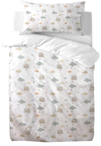 various Funda Nórdica Cuna Bebé 60x120 cm Reversible, Juego de 2 Piezas 100% Algodón con Cremallera, Incluye Funda Edredón 90x120 cm y Almohada 40x60 cm, Suave y Transpirable (Rainbow)