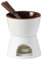 Geoyien Fondue de Chocolate, Fondue Chocolate y Mantequilla de Cerámica, Set de 300ml con 2 Tenedores para Queso, Blanco
