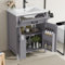 YuQozii 60 x 46 x 84,8 cm, mobile da bagno con ripiani a doppia porta, lavabo, pratici cassetti, ripiani regolabili, lavabo in ceramica integrato (grigio)