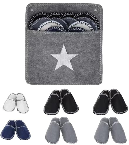 Juego de Zapatillas para Invitados 6 Pares de Zapatillas de Fieltro para Invitados, Cómodas y Lavables - Ideal para Casa, Hotel, Viajes