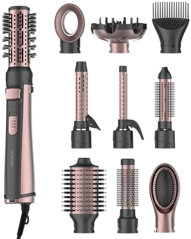 Cecotec Spazzola ad Aria Rotante 10in1 CeramicCare AirBrush Gyro. 1100W, Rotazione, Tecnologia Ionica, Rivestimento Ceramico, 3 Modalità Velocità e Temperatura, Piega Facile