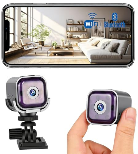QianShouYan Telecamera Spia WiFi Interno, Mini Videocamera Sorveglianza 1080P con Visione Notturna, Telecamera Nascosta,Rilevamento di Movimento e Controllo Remoto via App
