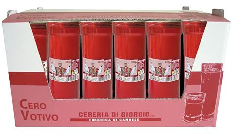Cereria Di Giorgio - Paquete de 30 velas votivas dedicadas al Papa León XIV - Modelo P50 - Color Rojo - Duración 72 horas