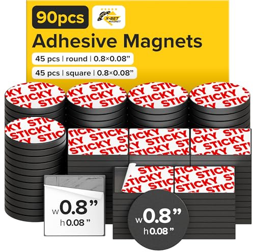 Mix Flexible Magnets with Adhesive Backing - (90pcs 0.8x0.08/2x0.2cm) Magnetic Tape for Whiteboard, Fridge - Stickers for Planning and Organization - Teacher Must Have - Classroom Supplies