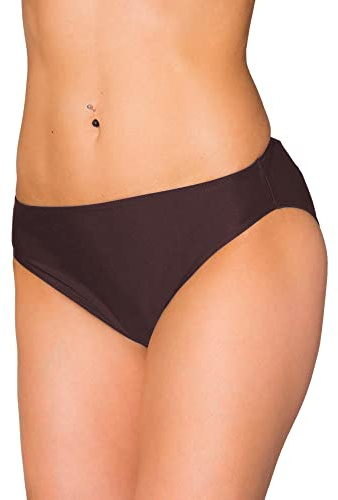 Aquarti Bikinihose Damen mit mittlerem Bund – Klassische Bikinihosen für Damen in Unifarben, Farbe: Braun, Größe: 40