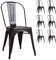 Kosmi Lot de 6 chaises en métal Noir Mat - Style Industriel