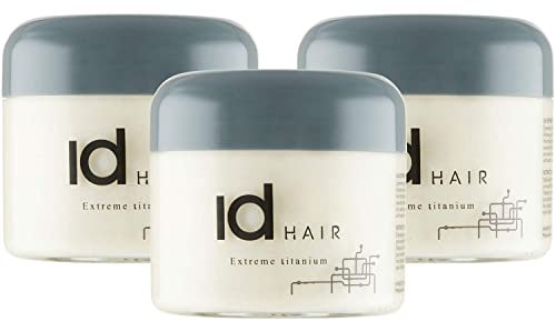 IdHAIR Extreme Titanium: Professionelles Mudwachs für stylisches Kurzhaar - Starker Halt, Glanz und Textur - Einfach auszuspülen - Parabenfrei - 3 X 100 ml