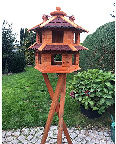 Darlux - Villa per uccelli, a forma di L, in legno, con supporto, colore: marrone/rosso