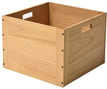 KIRIGEN Stackable Wooden Storage Cube Shelf with Handles, Natural