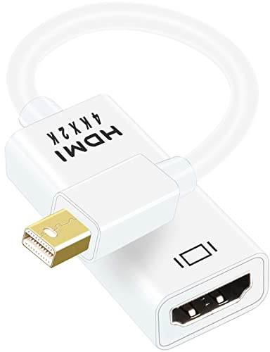 PASOW Mini DisplayPort to HDMI Adapter, Mini DP Thunderbolt to HDMI Converter 4K Compatible for MacBook Air/Pro,UHD Monitor/TV/Projector (White)