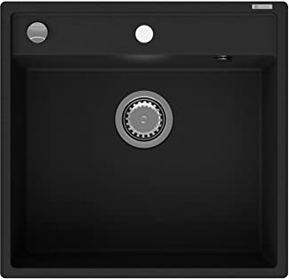GRANMASTER Magma Spülbecken Küche - mit 1 Becken - Granitspüle mit Siphon Waschbecken Küche - Einbauspüle Arbeitsplatte Küchenspüle 53x50x20,4 cm Spüle Schwarz ohne Abtropffläche