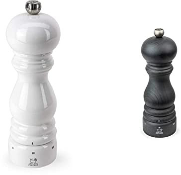 Peugeot Paris Manuelle Salzmühle, Mahlgradeinstellung u'Select, Höhe:18cm, Holz, Weiß, 27810 & Pfeffermühle Paris u‘Select 18 cm Graphit I Hochwertige Pfeffermühle manuell aus PEFC-zertifiziertem Holz