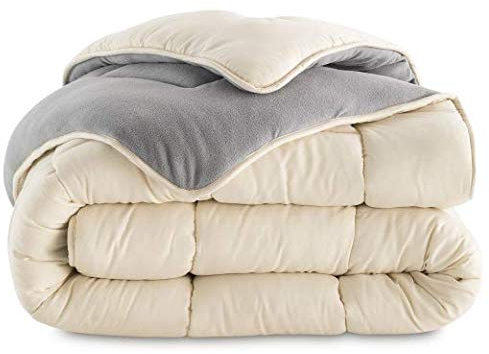 IDMarket - Edredón de 200 x 200 cm, color gris y crema (400 g)