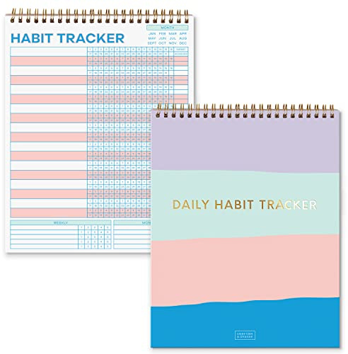 S&O Calendario de seguimiento de hábitos a rayas – Diario diario de tareas de 24 meses – Planificador de rutina sin fecha con tabla de objetivos personalizada para salud, fitness y