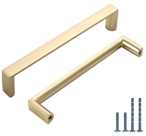 KNOKLOCK 10 Pack 5 Inch(128mm) Kitchen Cabinet Handles Brushed Gold Cabinet Pulls Kitchen Cabinet Hardware Drawer Pulls for Dresser Cupboard Wardrobe