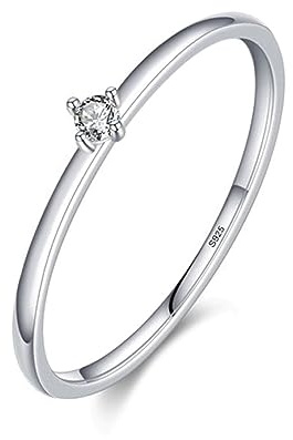 Bellitia Jewelry Anillos de Compromiso Boda Promesa de Moissanita de Color D para Mujer Anillo Solitario de Plata 925 Diamante Simulado Joyería Fina Chapada en Rodio/Oro