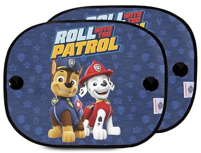 Paw Patrol Lot de 2 Rideaux latéraux microperforés Pat'Patrouille avec Les Personnages Chase et Marshall. Protège des Rayons du Soleil et de la Chaleur, Bleu Mod II, GARÇON