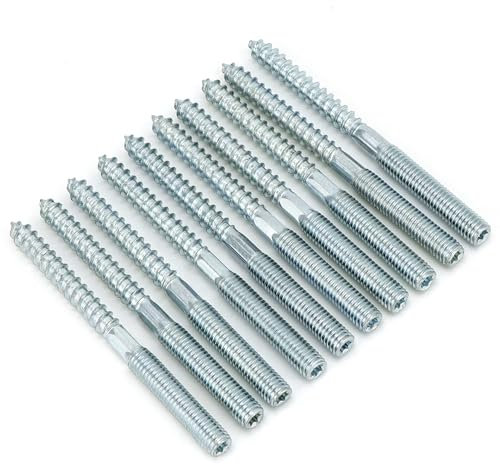 QWORK® Lot de 10 Vis à Double Filetage - Métrique Ø8x100mm - Acier Zingué