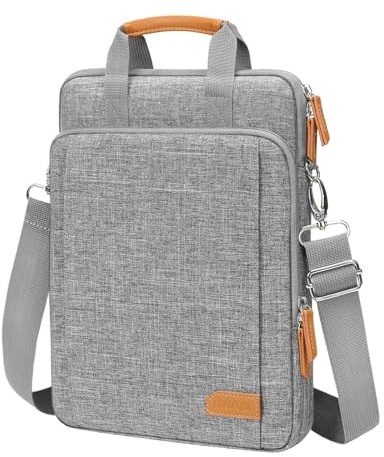 MOSISO 360 Schützend Laptoptasche, 13,3 Zoll Vertikal Computer Tasche Kompatibel mit MacBook, HP, Dell, Lenovo, Asus Notebook mit Schultergurt & Erhöhte & Vertikal Fronttaschen, Grau