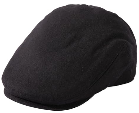 TOP-EX Schiebermütze Herren Wollmischung Flatcap, großer Kopf Schwarz XXL