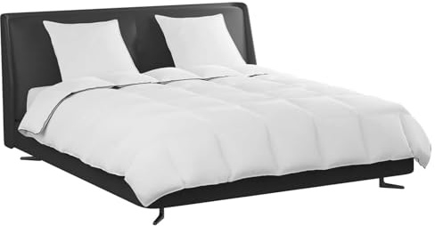 vidaXL Duvet d'hiver avec Oreiller 3 pcs Blanc Plume de Canard, Essentiels de Chambre, Parure de lit rectangulaire en Coton, Duvet Moderne, Couverture d'hiver, Linge de lit Blanc coussiné