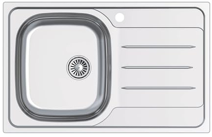 Edesa Évier de cuisine sur plan de travail 1 cuve carrée 1 égouttoir velette SE 79 cm 77 x 48 cm Acier inoxydable Profondeur 18 cm Fond absorbant Accessoires inclus Couleur grise