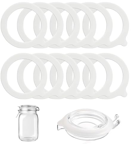 12 Piezas Anillos de Goma para Conservas, Gomas para Tarros de Cristal，95 X 70 mm, Juntas de Silicona Para Tarros de Vidrio, Anillos de Sellado Para Botellas, Adapta a Tarros de Albañil (Blanco)
