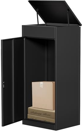 Paketbox Briefkasten mit Paketfach Paketbox Draussen Groß XXL Diebstahlgeschützter Paketbriefkasten Standbriefkasten mit Code-Schloss, wandmontiert wasserdicht für Veranda/Garten (49(127CM))