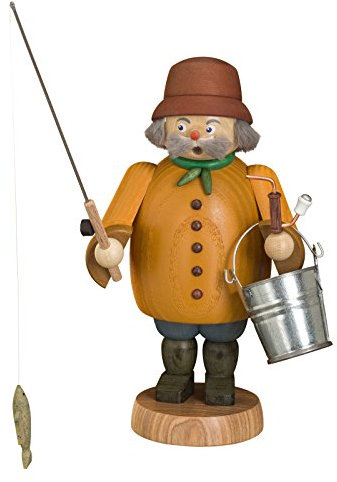 Seiffener Volkskunst German Incense Smoker Fisherman, Height 22 cm / 9 inch, Original Erzgebirge by Seiffener Volkskunst SV 12662