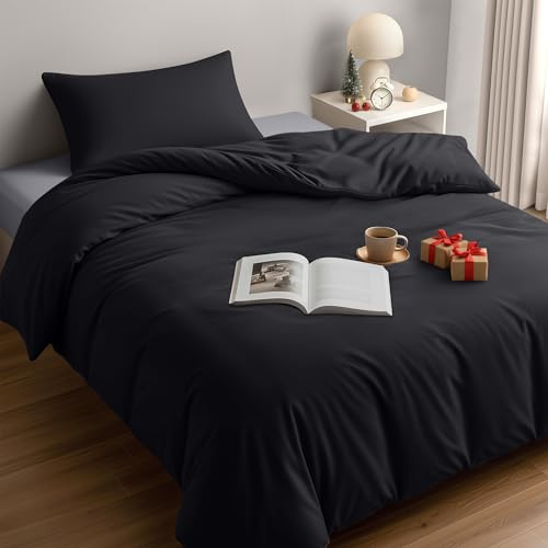Utopia Bedding Single Duvet Cover Sets - Soft Microfibre Polyester Duvet Cover with Pillow case - Bedding Quilt Cover Set (Black)
