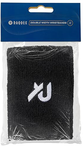 Raquex Sports Wristbands (7 Colours, 2 Widths) - Soft, Stretchy Cotton. Padel, Tennis, Squash, Running Sweat Bands - Machine Washable (Black, Pair)