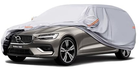 GUNHYI Autoabdeckung Wasserdicht und atmungsaktiv,Abdeckplane Geeignet für Volvo V60,Ford Focus,Skoda Superb,Vollgarage Autoplane mit 6 Schichten Material zum Schutz vor Schnee,Sonne.(450 bis 485 cm)