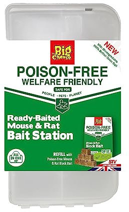 The Big Cheese Ready-Baited Mouse & Rat Bait Station Poison-Free Welfare Friendly British Grain Lockable Safe Around Children and Pets Monitor Infestations