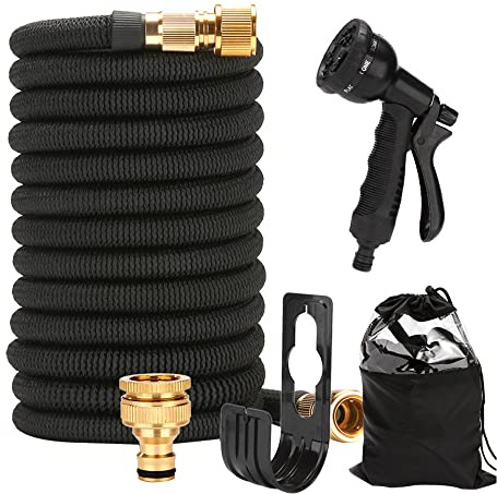 Gobesty Manguera Extensible 15M, Manguera de Jardin Extensible con Pistola Rociadora de 8 Funciones Manguera Flexible Conector Manguera Mágica Extensible para Rociar el Césped, Limpiar Autos