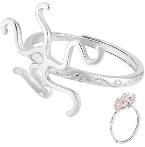 PH PandaHall 925 Anello Regolabile in Argento Sterling con Artiglio - Porta Gemma Castone 5 Punte per Donna Uomo Rocce di Cristallo Cabochon