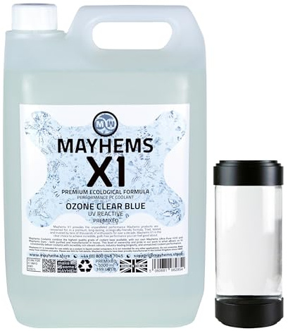 Mayhems - X1 förblandad PC kylvätska - datorvattenkylningsvätska - flytande kylning, Miljövänlig serie, UV blå, 5 liter, ozone clear blue (klarblått)