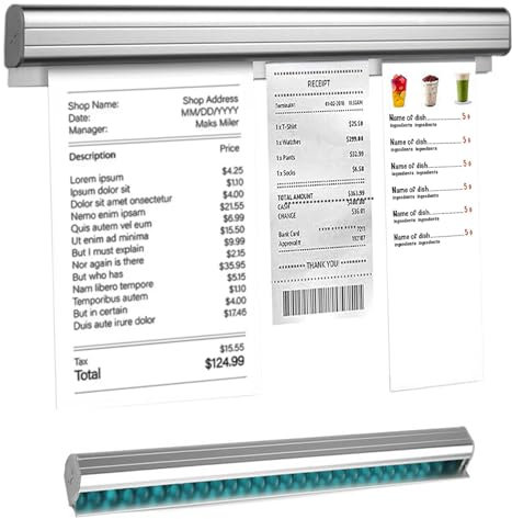 Bonleiste Bonhalter Gastronomie, Selbstklebend Bonschiene Notizleiste, Aluminium Bestellhalter Klemmleiste Zettelhalter für Bar Büro Bestellung Ticket, 30cm