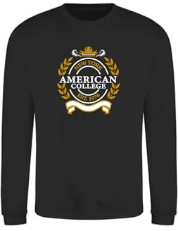 AMERICAN COLLEGE USA Tröja tröja med tryck varma kläder unisex barn pojkar och flickor casual modell ACSCRW5 svart 8 år, svart, 8 �r
