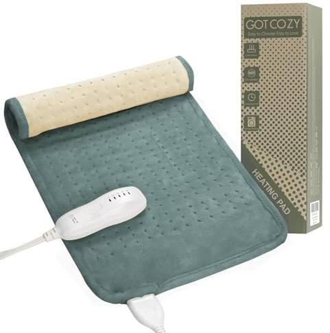 GOTCOZY Heating Pad for Back Pain Relief & Cramps,Electric Heating Pads for Neck and Shoulders with 2H-Auto Shut Off and 5 Heat Settings,Gifts for Mom Men 12''X24''(Green)