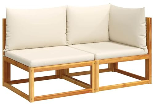 vidaXL Gartensofa mit Kissen 2-Sitzer Holz Akazie & Rattan