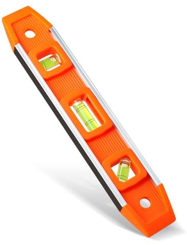 Nivel de Burbuja Magnético, Nivel de Burbuja de Torpedo con 3 Burbujas Diferentes de 45°/90°/180°, Nivel Magnético de Precisión, Nivel de Barco, Nivel de Andamio para Constructores Bricolaje Ladrillos