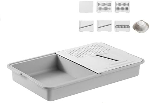 Planche à découper multifonction 6 en 1 avec couvercles et râpes, antidérapante, protège les mains, outil de cuisine portable, facile à nettoyer