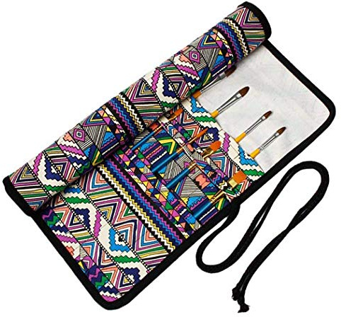 Amoyie abaría Estuche Enrollable para Pinceles, Portátil Porta Pinceles Pintura, Plegable Organizador de Brochas Acuarela