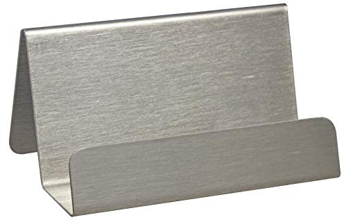 ogoPLUS Visitenkartenständer Edelstahl gebürstet Querformat / Visitenkartenhalter Visitenkarten Ständer Aufsteller Werbung Büro