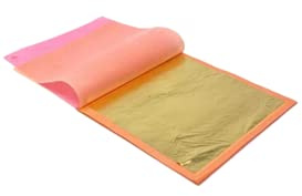 Decoración de oro de hoja de oro puro – 24 quilates – 8 x 8 cm (libre) – Lote de 25 hojas