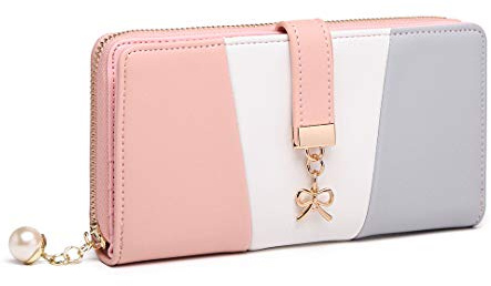 Miss Lulu Women Purse Tri Colour Long Wallet Clutch for Ladies with Roomy Capacity