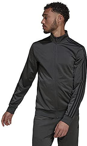 adidas Men's Warm-up Tricot Regular 3-stripes Track Jacket Solid Grey/Black XX-Large/Tall
